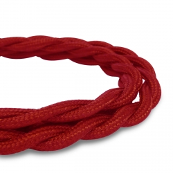 Red Vintage Twisted Fabric Lighting Cable | 2 Core Twisted Fabric Flex