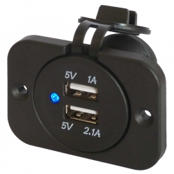 3.1A 12V Waterproof Dual Port USB Socket (12V / 24V Compatible) with Bracket
