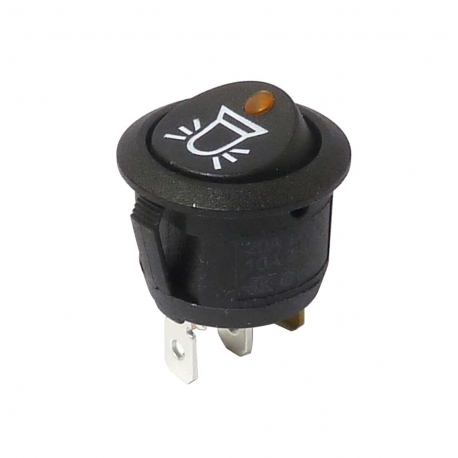 On-Off Single Pole Round Rocker Switch | Amber 12-24V with Print