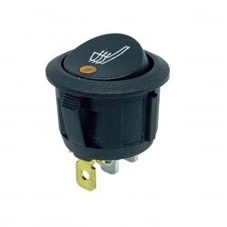 On-Off Single Pole Round Rocker Switch | Amber 12-24V with Heated Seat Symbol Print