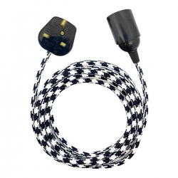 Portalámpara Baquelita﻿﻿ E27 (Liso) Glosar con Cable Textil Negro y Blanco y Enchufe