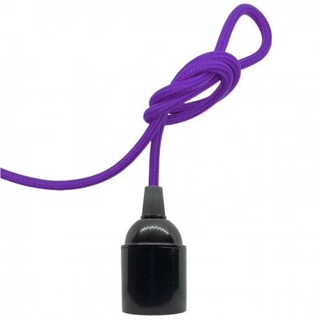 Portalámpara Baquelita﻿﻿ E27 (Liso) Glosar con Cable Textil Morado
