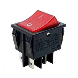 16 AMP RED ROCKER SWITCH POWER ON OFF DOUBLE POLE 4 PIN 22X31MM 230V PART CSUK 
