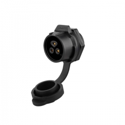 16mm IP67 Waterproof 3 Pole Socket Panel Mount Connector with Lock and Cap
