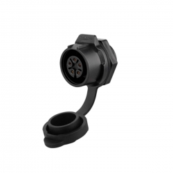 16mm IP67 Waterproof 5 Pole Socket Panel Mount Connector with Lock and Cap