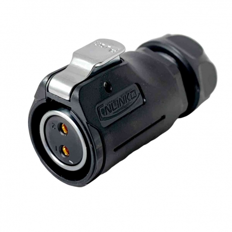 IP67 Waterproof 2 Pole Female Plug Panel Mount Connector with Lock