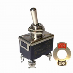 Toggle Switch Momentary (On) Off DPST 15A 250Vac with On-Off Plate