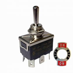 Toggle Switch Momentary (On) Off (On) DPDT 15A 250Vac with On-Off-On Plate