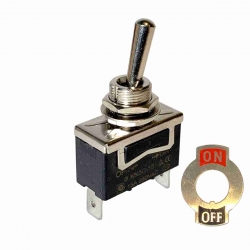 Toggle Switch On Off SPST 15A 250Vac with On-Off Plate