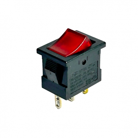 Miniature Rocker Switch 240V - Red Single Pole
