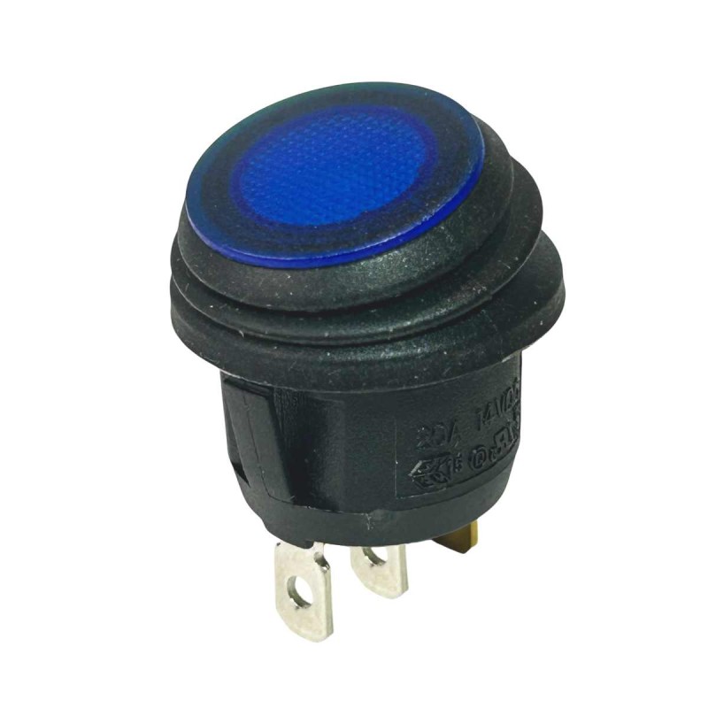 Interrupteur à Bascule Rond Voyant Bleu 12V IP65