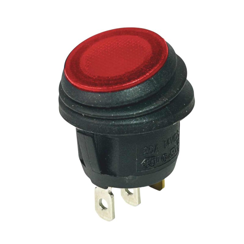 Interrupteur à Bascule Rond Voyant Rouge 12V IP65