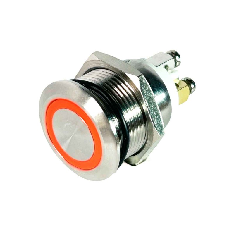 Bouton Poussoir Anti-Vandalisme 22mm 12V Rouge