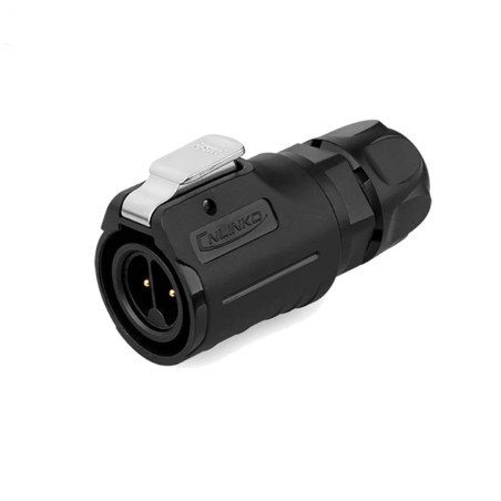 16mm IP67 Waterproof 2 Pole Plug Panel Mount Connector with Lock