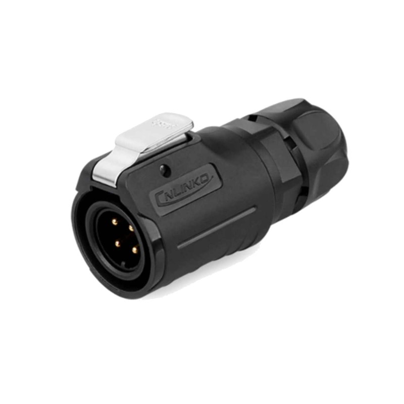 16mm IP67 Waterproof 4 Pole Plug Panel Mount Connector with Lock