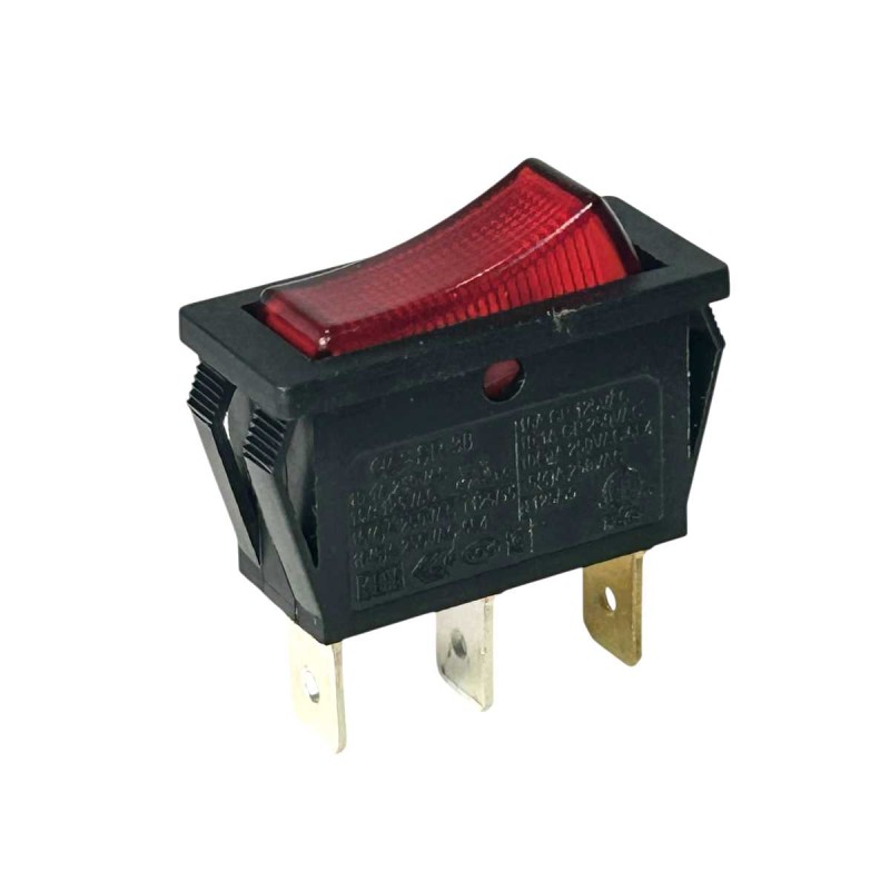 Red Illuminated Single Pole Rocker Switch 240V