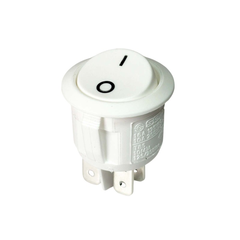 Round Rocker Switch Double Pole White