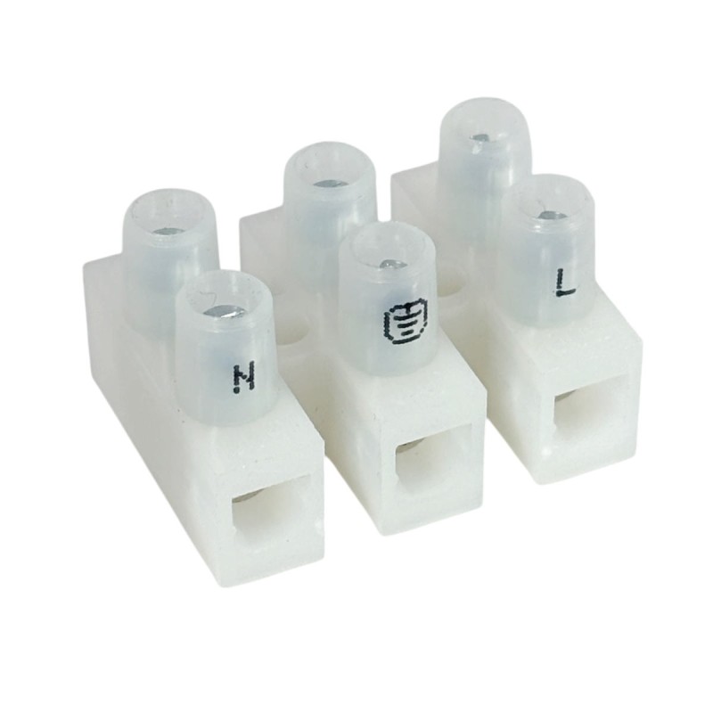 3 Way / Pole Screw Terminal Block with Live Earth Neutral Print