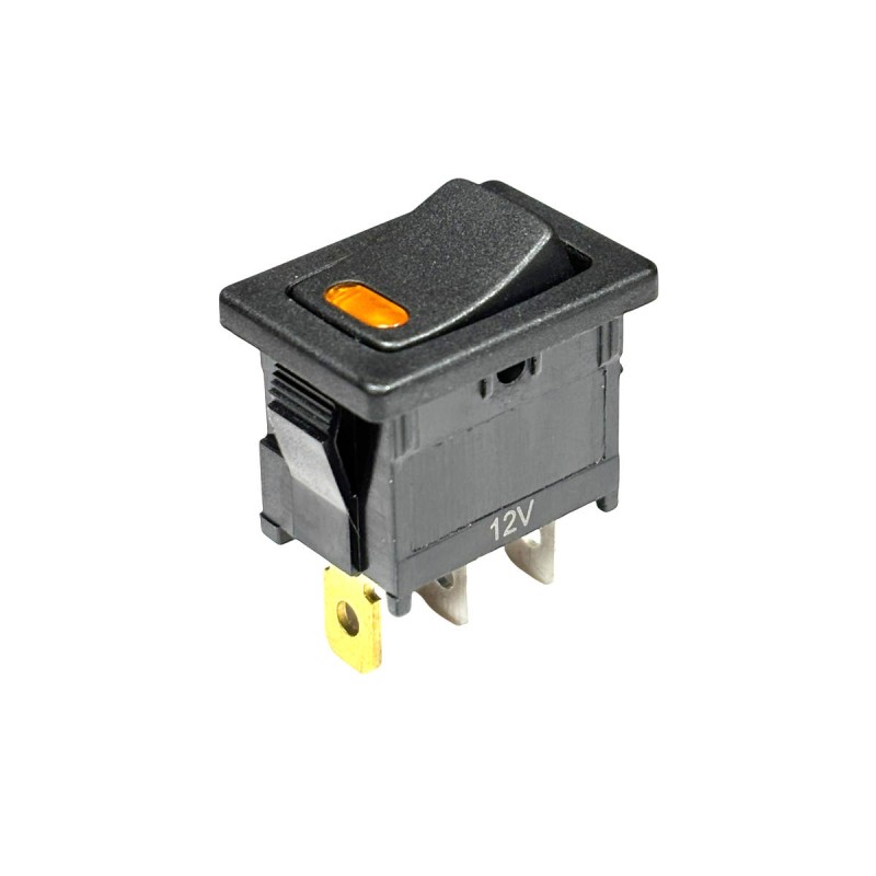 Miniature Rocker Switch 12V Amber Illuminated