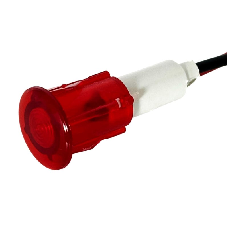 Voyant LED Rouge 12V 12,7mm à Monter sur Panneau – Avec Fils