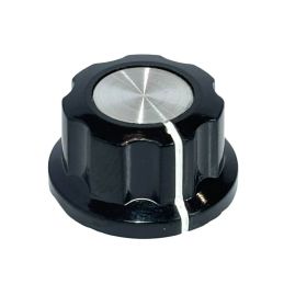 Control Knob, Bakelite & Aluminium Inlay 22.9mm, 6.4mm Shaft Hole