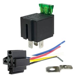 Relé Automotriz SPDT 5 Pines 30A 12V con Fusible y Arnés