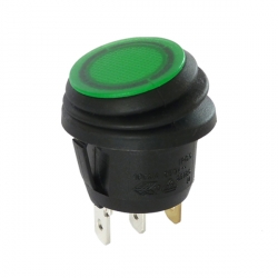 Interruptor Basculante Redondo Iluminado Verde 12V IP65